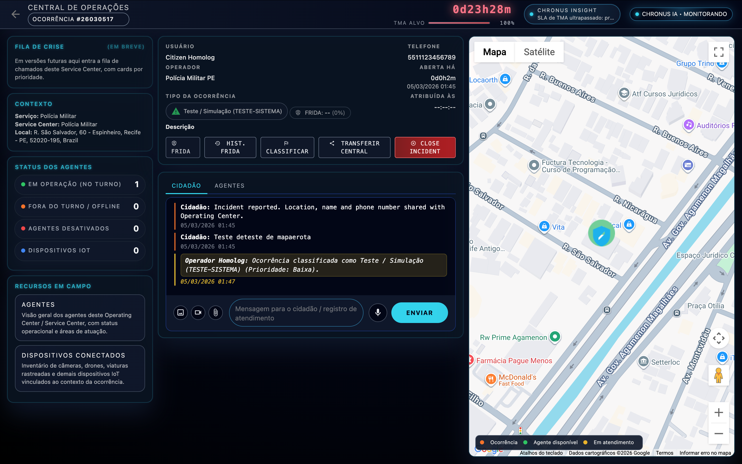 Central • Incidente